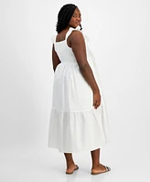 On 34th Plus Woven Solid Smocked Ruffled Midi Dress, Created for Macy's