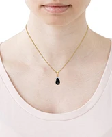 Onyx & Diamond Accent Pear-Shaped 18" Pendant Necklace in 14k Gold