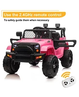 Yescom 12V Kids Ride On Truck Car Jeep with Remote Control, Led,3 Speeds Pink