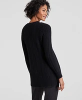 Charter Club Women's Cashmere Embellished Cable-Knit Tunic Sweater, Created for Macy's