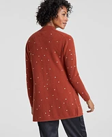 Charter Club Women's Embellished Long-Sleeve 100% Cashmere Duster, Regular & Petites, Created for Macy's