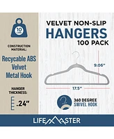 Lifemaster 100 Pcs. of Velvet Non-Slip Hangers for Clothes