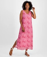 Jm Collection Women's Printed Tassel-Trim Maxi Dress, Created for Macy's