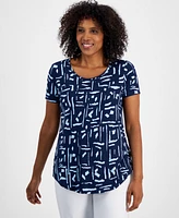 Jm Collection Petite Geo Etch Top, Created for Macy's