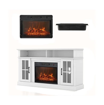 Slickblue Fireplace Tv Stand for TVs Up to 65 Inch with Side Cabinets and Remote control