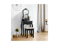 Slickblue Makeup Dressing Table and Bench 3 Drawers Cushioned Stool for Girls