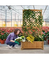 Slickblue Planter Raised Bed with Trellis for Plant Flower Climbing-Orange