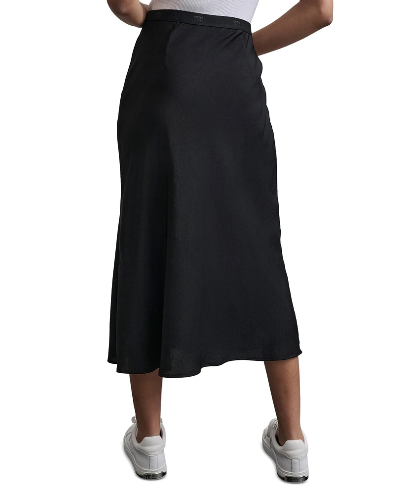 Dkny Jeans Women's Logo-Waistband Midi Slip Skirt