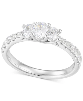 Diamond Oval Three Stone Engagement Ring (1 ct. t.w.) in 14k White Gold