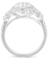 Diamond Halo Oval Cluster Engagement Ring (1-1/2 ct. t.w.) in 14k White Gold