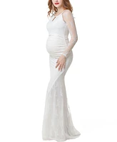 kimi + kai Maternity Lace Trim Mermaid Maxi Dress