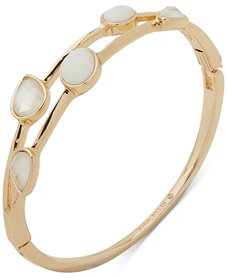 Anne Klein Gold-Tone White Multi Stone Spring Hinge Bracelet