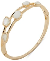 Anne Klein Gold-Tone White Multi Stone Spring Hinge Bracelet