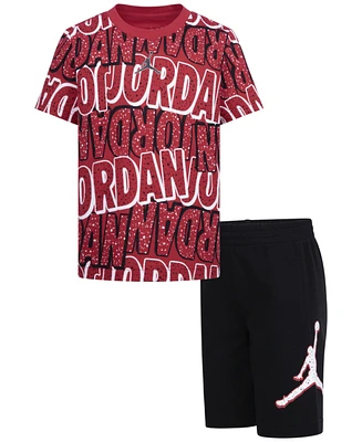 Jordan Little Boys Printed T-Shirt & French Terry Shorts, 2 Piece Set