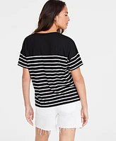 On 34th Women's Boat-Neck Dropped-Shoulder Knit Top, Created for Macy's