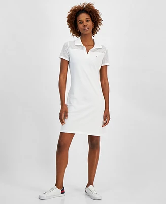 Tommy Hilfiger Women's Johnny Collar Short-Sleeve Logo T-Shirt Dress