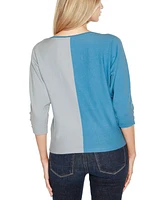 Belldini Women's Colorblock 3/4-Sleeve Dolman Sweater