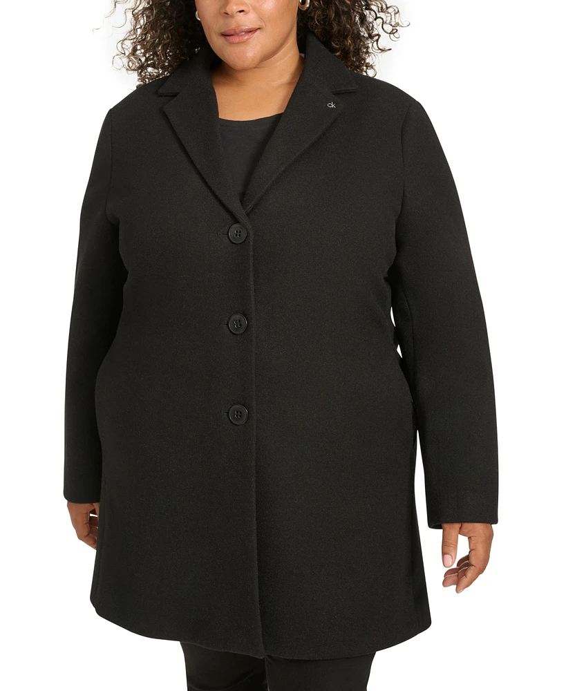 Calvin Klein Plus Notched-Collar Single-Breasted Coat