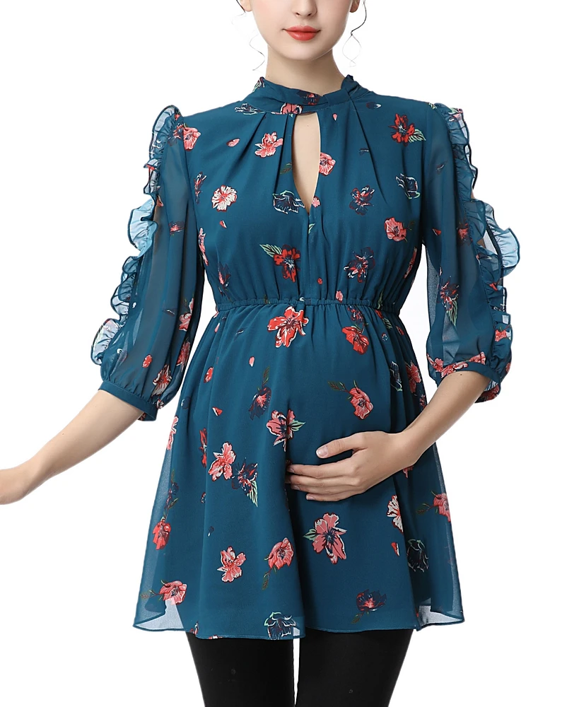 kimi + kai Maternity Floral Print Babydoll Blouse