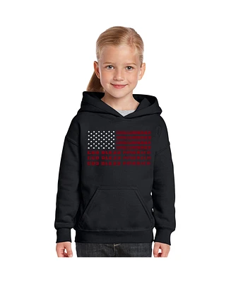 La Pop Art Girls Word Hooded Sweatshirt - God Bless America