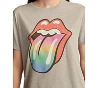 Lucky Brand Women's Rolling Stones Rainbow Tongue Boyfriend Tee