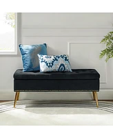 Modern Velvet Storage Ottoman Bench for Living Room Dining