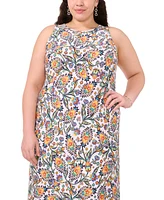 Msk Plus Size Printed Round-Neck Sleeveless Maxi Dress