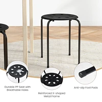 17.5 Inch Set of 6 Portable Plastic Stack Stools with Metal Frame