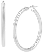 Polished Thin Tube Hoop Earrings (3mm) 14k Gold (40mm)