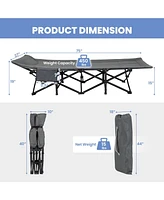 Sugift Folding Camping Cot with Carry Bag Cushion and Headrest