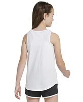 adidas Big Girls Sleeveless Curved-Hem Cotton Logo Tank Top