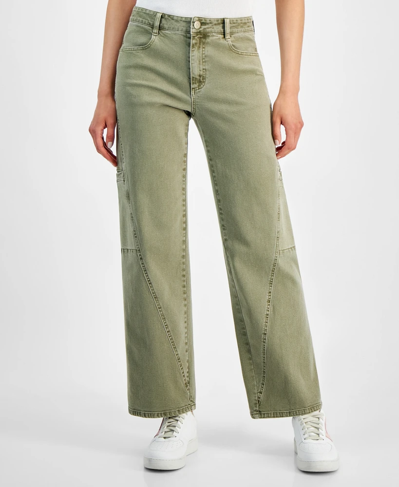 And Now This Women's Twisted-Seam Cargo Wide-Leg Jeans, Created for Macy's