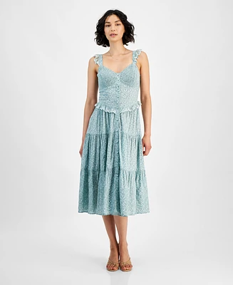 And Now This Women's Floral Tiered Lace-Trim Midi Dress, Created for Macy's