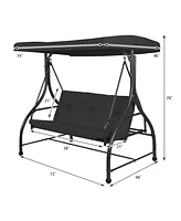 Vebreda 3 Seats Outdoor Swing Hammock with Adjustable Tilt Canopy