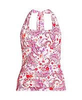 Lands' End Women's D-Cup Chlorine Resistant Square Neck Halter Tankini Swimsuit Top