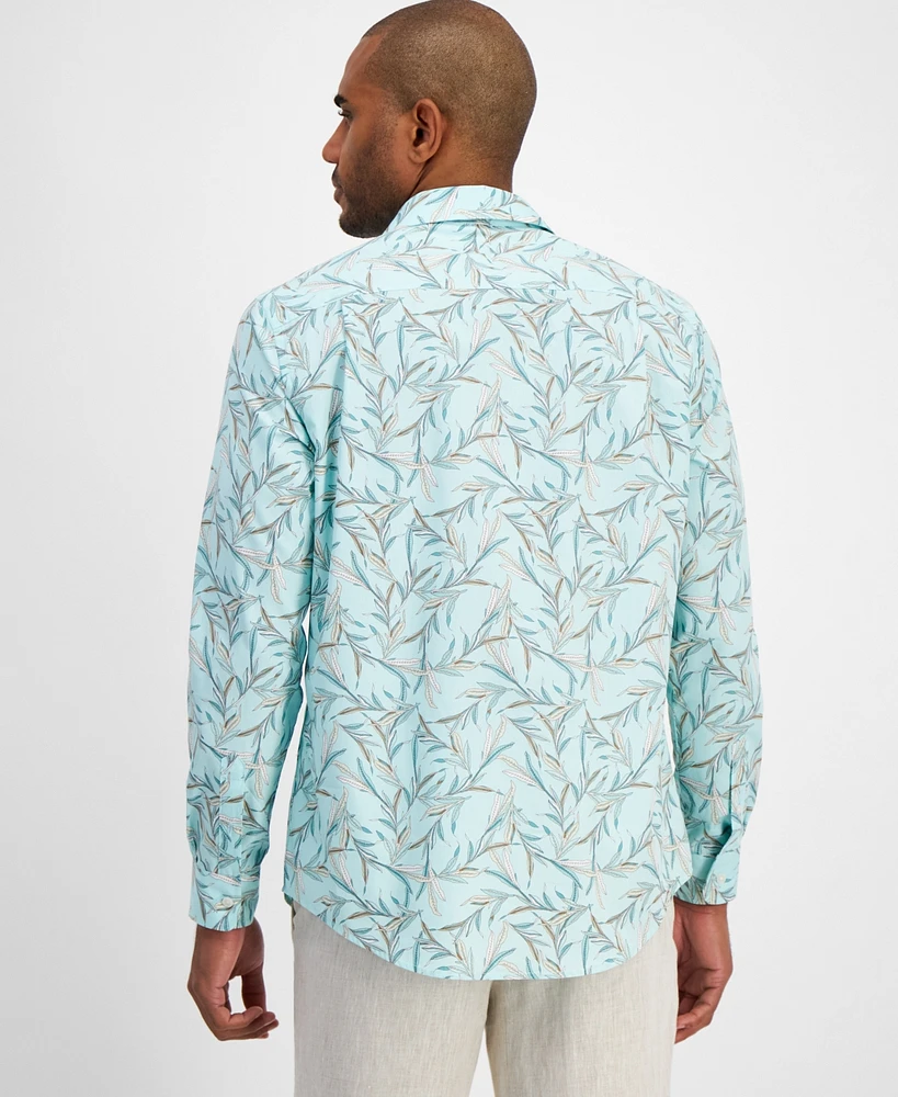 Club Room Men's Novo Regular-Fit Stretch Leaf-Print Button-Down Shirt, Created for Macy's