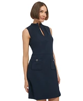 Tommy Hilfiger Petite Split-Neck Jacquard Shift Dress