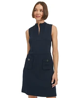 Tommy Hilfiger Petite Split-Neck Jacquard Shift Dress