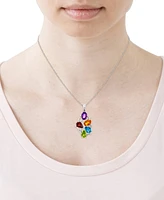 Multi-Gemstone (4-1/10 ct. t.w.) & Diamond Accent Openwork Cluster 18" Pendant Necklace in Sterling Silver