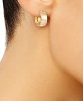 High Polished Wide Chunky Small Huggie Hoop Earrings in 14k Gold