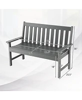 Sugift 52 Inch All-Weather Hdpe Outdoor Bench with Backrest and Armrests