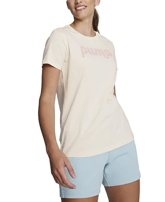 Puma Women's Spirited Logo Crewneck Cotton T-Shirt