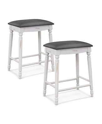 Sugift 24 inch Bar Stool Set of 2 with Padded Seat Cushions and Wood Legs