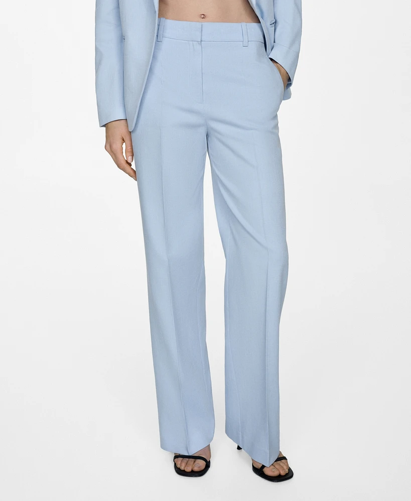 Mango Women's Lyocell Suit Pants - Blue