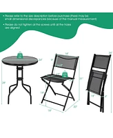 Sugift 3 Pieces Folding Bistro Table Chairs Set for Indoor and Outdoor