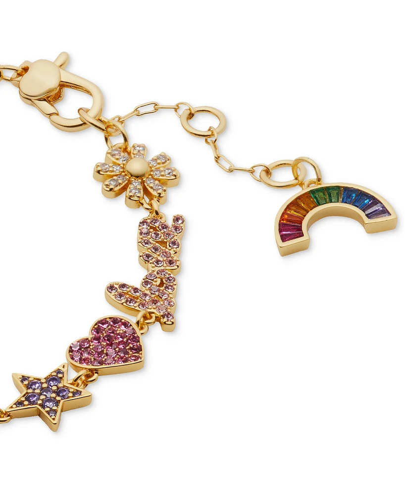Kate Spade New York Gold-Tone Multicolor Crystal Rainbow Joy Charm Bracelet