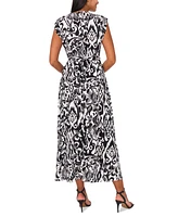 Sam & Jess Women's Printed V-Neck Belted Maxi Dress