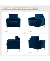 Velvet Tufted Arm Chair With Cushion back