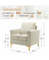 Velvet Tufted Arm Chair With Cushion back