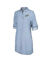 Tommy Bahama Women's Blue/White Philadelphia Eagles Chambray Stripe Cover-Up Shirt Dress - Eagles